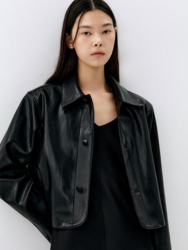 Day leather cropped jacket black - MOMET - Modalova