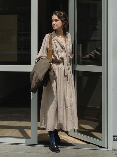 Dove Tie Maxi dress Beige - MOMET - Modalova