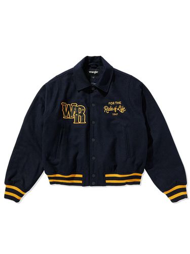 Embroidered Quilted Varsity Jacket Navy - Wrangler - Modalova