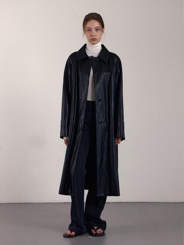 LEATHER LONG OVERSIZED COAT_BLACK - MIMEME - Modalova