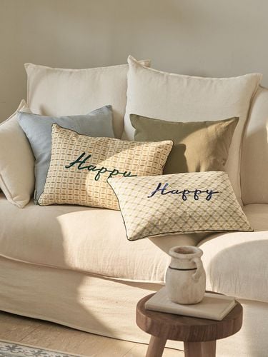 Happy Embroidered Cushion Cover - DECOVIEW - Modalova