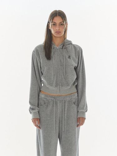 VELVET ZIP HOODIE - LIGHT GREY - Rest&Recreation - Modalova