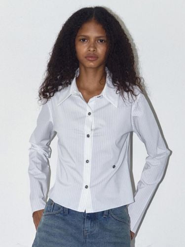 PINSTRIPE RUCHED SHIRT, WHITE - Polysooem - Modalova