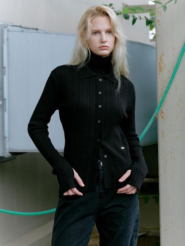 PLEATS CARDIGAN PULLOVER_BLACK - L’H.A.S - Modalova