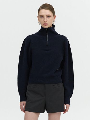 WHOLEGARMENT HIGH NECK ZIP UP_NAVY - L’H.A.S - Modalova