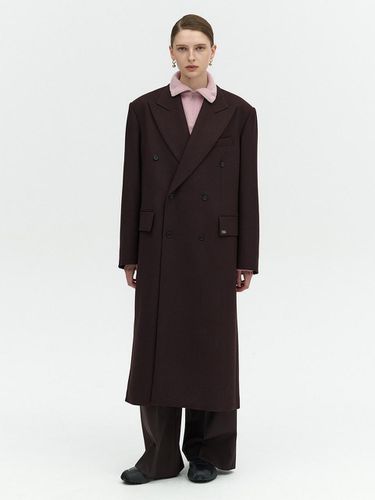 PEAKED COLLARED WOOL LONG COAT_WINE - L’H.A.S - Modalova