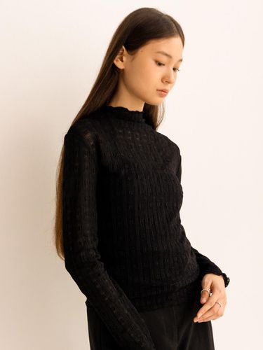 Lace Half Neck T-shirt - Black - lienlier - Modalova