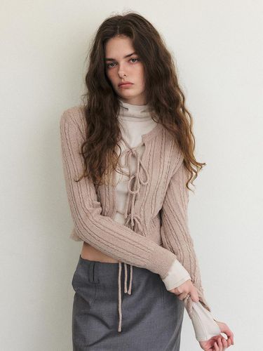 Cable Ribbon Knit Cardigan - ETMON - Modalova