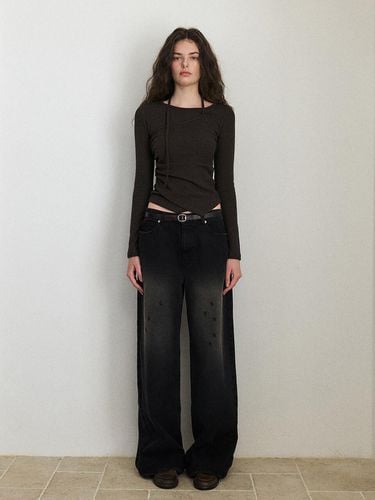 Damaged Black Denim Pants, Black - ETMON - Modalova