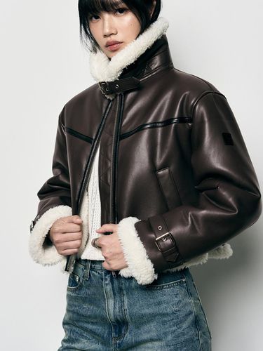 Oblique Oversized-Fit Leather Mustang Jacket [2COL - leathery - Modalova