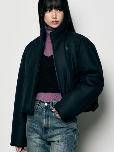 Cropped puffer jacket with cropped stitches [MATT - leathery - Modalova