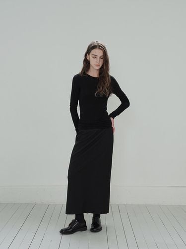 Wool Cashmere Lined Maxi Skirt [Black] - OTHERS - Modalova