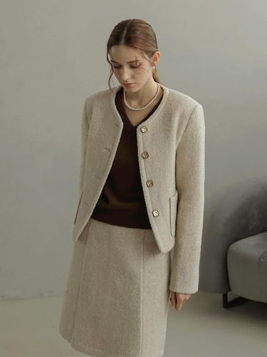 Minimal V Tweed Jacket - KELLY DONAHUE - Modalova