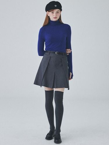 Double Lap Mini Pleats Skirt [Grey] - Majo Factory - Modalova