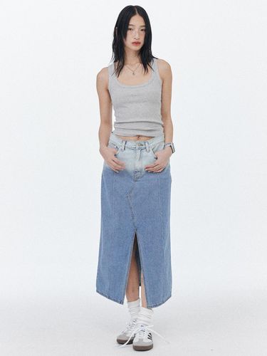 Kali Slit Denim Skirt [Blue] - Majo Factory - Modalova