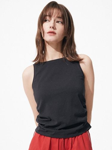 Boatneck Shirred Sleeveless Top [] - Majo Factory - Modalova