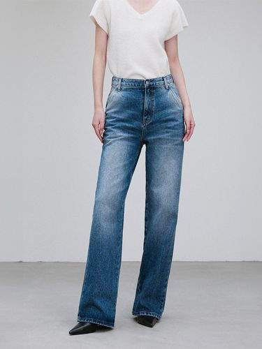 WASHED WIDE - LEG DENIM PANTS - RE RHEE - Modalova