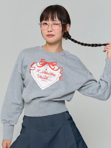 RED HEART SWEATSHIRT - GRAY - ADORE BELLE - Modalova