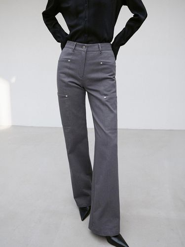 RIVET DETAIL POCKET STRAIGHT LEG JEANS CHARCOAL - RE RHEE - Modalova