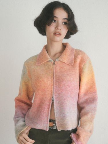 Apricot Knit Zip-up Cardigan [-] - Majo Factory - Modalova