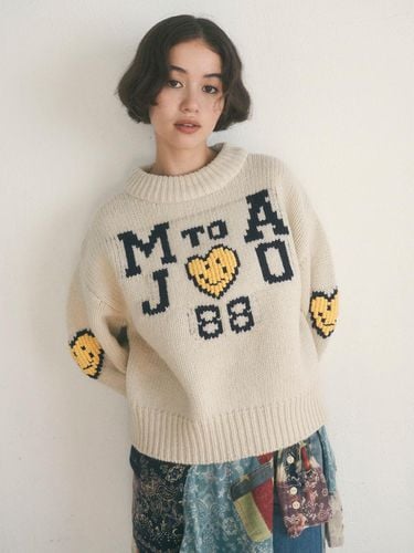 Smiley Hearts Wool Knit - Majo Factory - Modalova