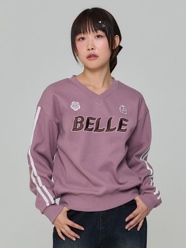 BELLE EMBROIDERED V - NECK SWEATSHIRT - ADORE BELLE - Modalova