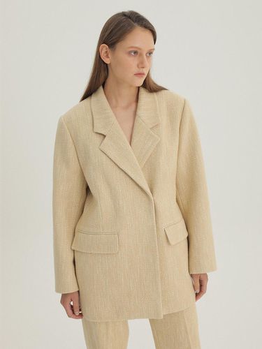 Wool Blend Suit Jacket Beige - UIJI - Modalova