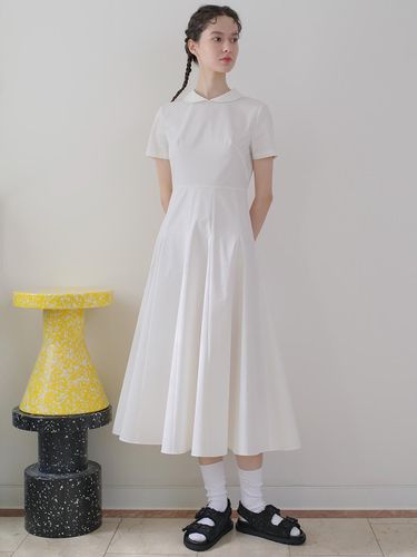 Cotton shirt midi dress White - UIJI - Modalova