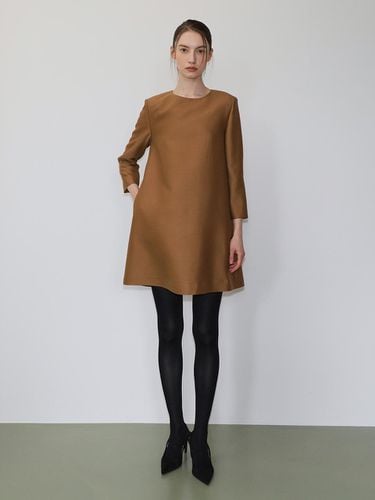 Mikado wool silk mini dress BROWN - UIJI - Modalova