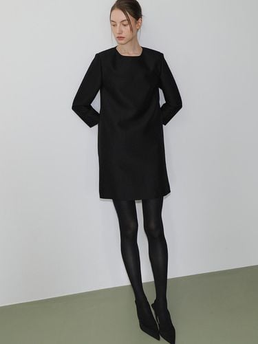 Mikado wool silk mini dress BLACK - UIJI - Modalova