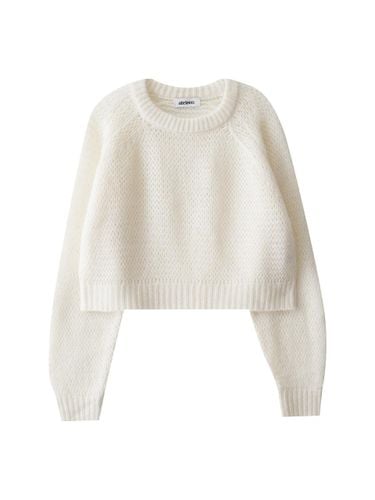 Mohair Raglan Cropped Knit Top (Light Beige) - ateleen - Modalova