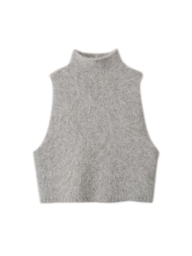 Miere Fur Half Neck Knit Vest (Gray) - ateleen - Modalova