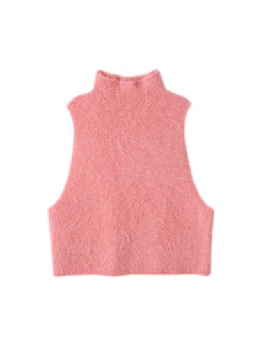 Miere Fur Half Neck Knit Vest (Pink) - ateleen - Modalova