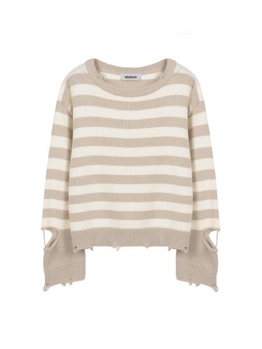 Stripe Chain Knit Pullover (Beige) - ateleen - Modalova