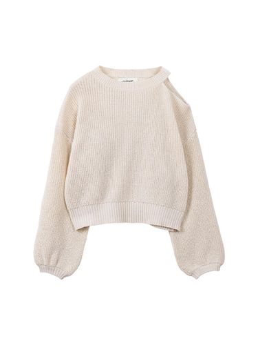 Mild Cut Off Shoulder Knit (Light Beige) - ateleen - Modalova