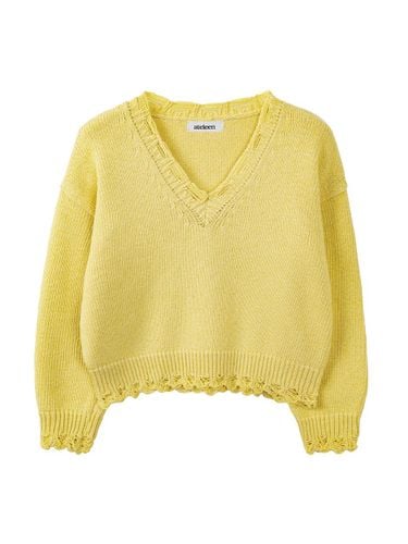 V-Neck Knit Top (Yellow) - ateleen - Modalova