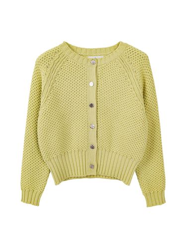 Chunky Cotton Knit Cardigan (Yellow) - ateleen - Modalova