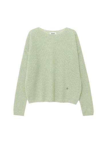 Fur Blend Sheer Knit Top (Light Green) - ateleen - Modalova