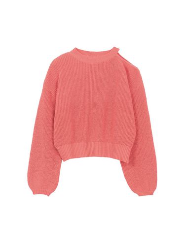 Mild Cut Off Shoulder Knit (Dark Pink) - ateleen - Modalova