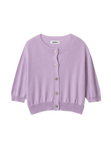 Silver Button Wholegarment Cardigan (Lilac) - ateleen - Modalova