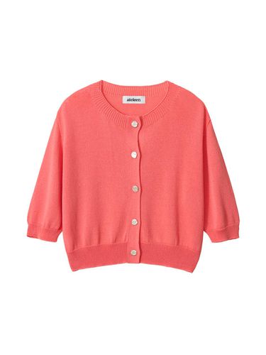 Silver Button Wholegarment Cardigan (Dark Pink) - ateleen - Modalova