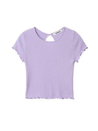 Wave Frill Crop Knit Top (Violet) - ateleen - Modalova