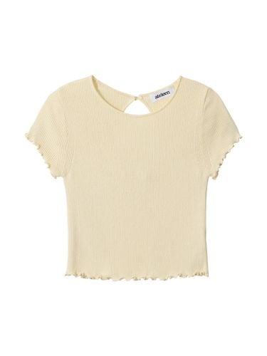 Wave Frill Crop Knit Top (Light Beige) - ateleen - Modalova