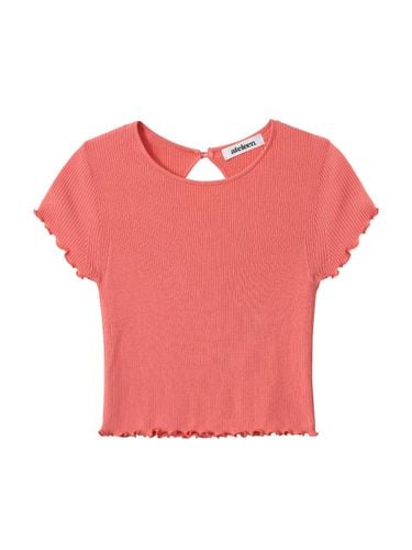 Wave Frill Crop Knit Top (Dark Pink) - ateleen - Modalova