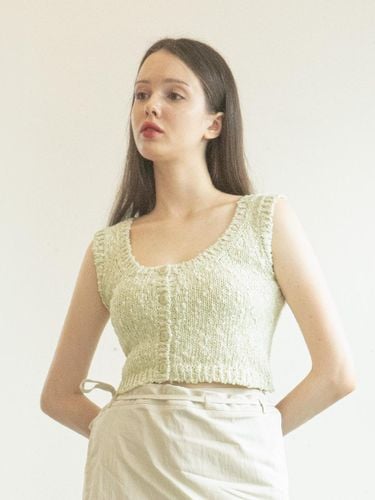 Boucle Scoop Neck Knit Bustier Top (Green) - ateleen - Modalova