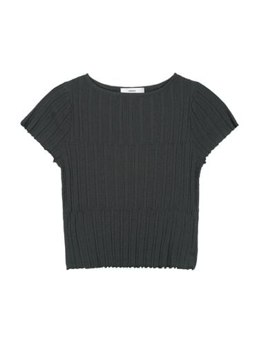 Brick Viscose Half Sleeve Knit Top (Charcoal) - ateleen - Modalova