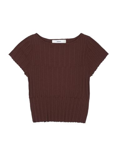 Brick Viscose Half Sleeve Knit Top (Brown) - ateleen - Modalova