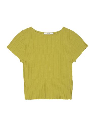 Brick Viscose Half Sleeve Knit Top (Dark Yellow) - ateleen - Modalova