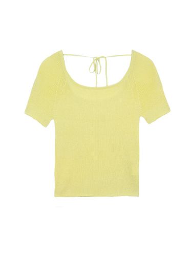 Back Ribbon Half Sleeve Knit Top (Yellow) - ateleen - Modalova