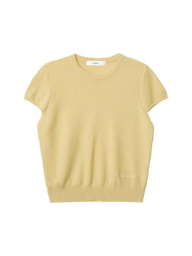 Triangle Linen Half Sleeve Knit Top (Yellow) - ateleen - Modalova